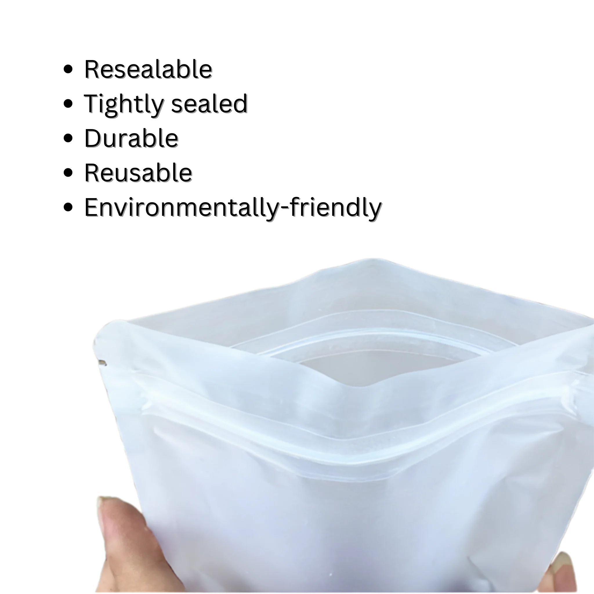 100mm x 150mm Resealable White Matte Plastic Flat Zipper Lock Pouch Bags - Image 5
