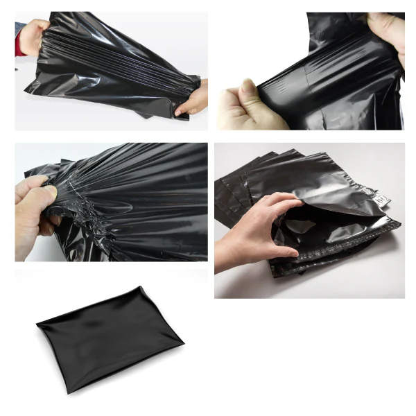 310 mm x 405 mm + 45 mm Black Poly Mailer Plastic Mailing Satchel Courier Shipping Bag - Image 4